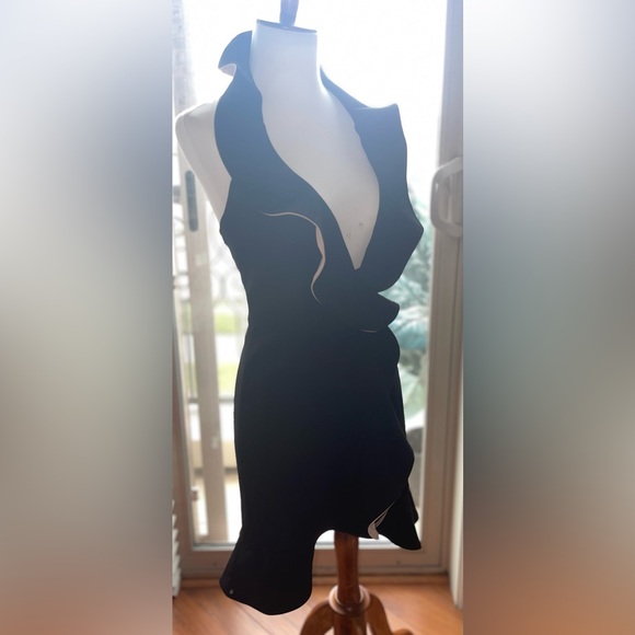 House Of CB London | Ingrid Ruffle Halter Dress Black Nude Size XS - Picture 3 of 4